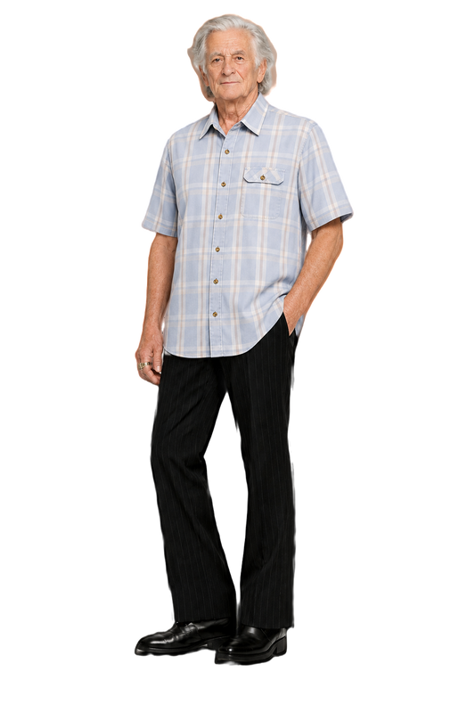 1970s Light Blue Cotton Shirt - Model