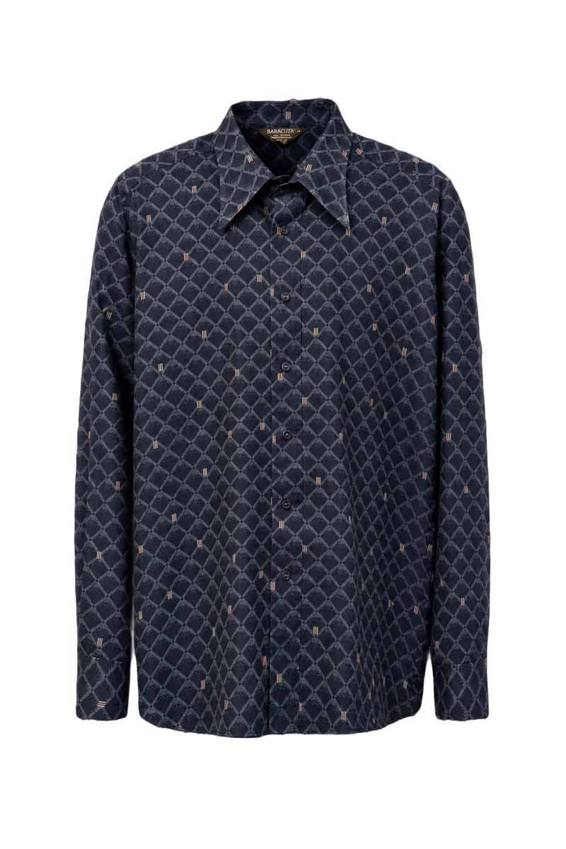 1980s Navy Blue Cotton Shirt - Front View