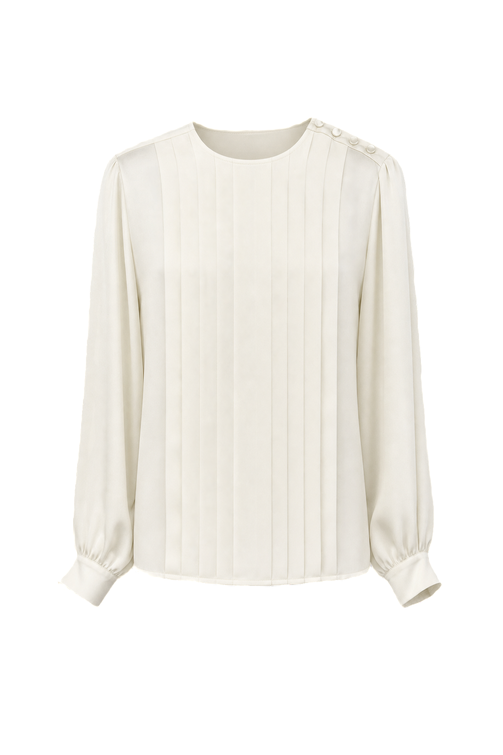 1980s Cream White Silk Blouse - Front View