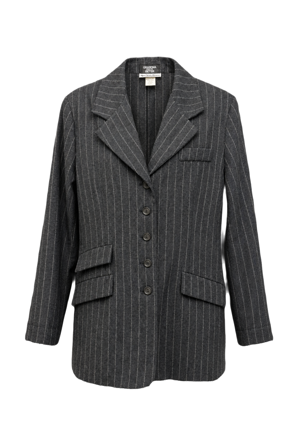 1980s Charcoal Grey Wool Blazer - Front View