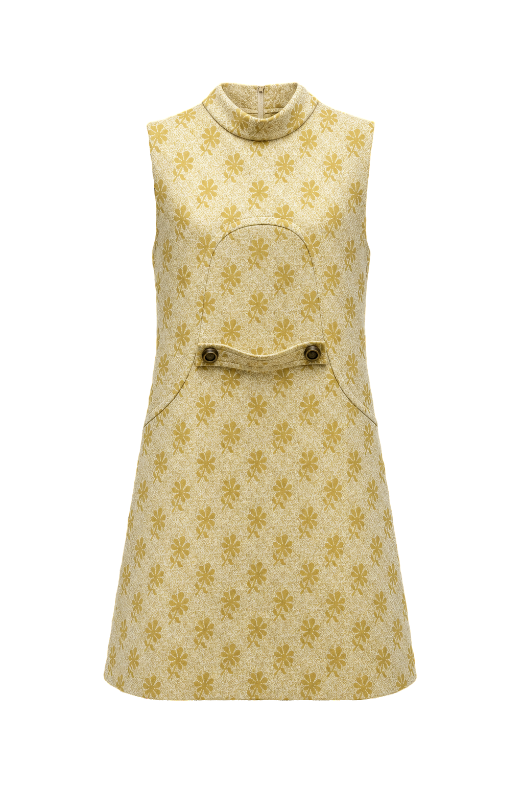 1970s Yellow Cotton Shift Dress - Front View