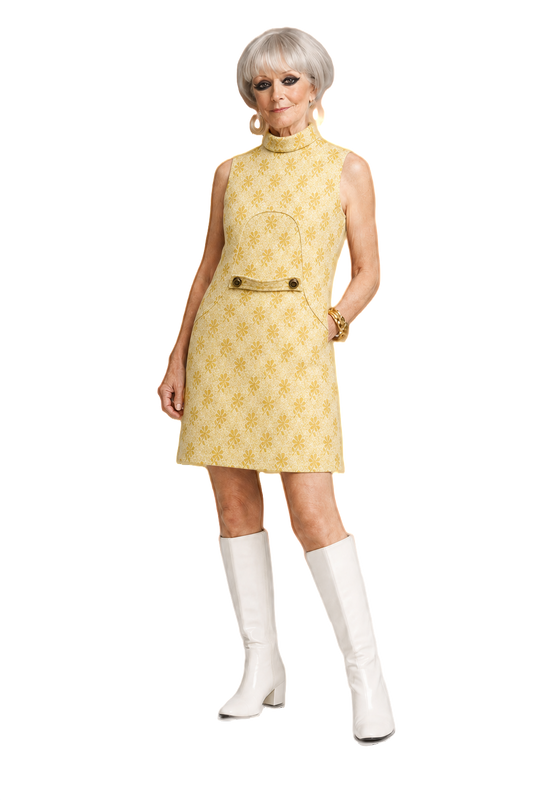 1970s Yellow Cotton Shift Dress - Model
