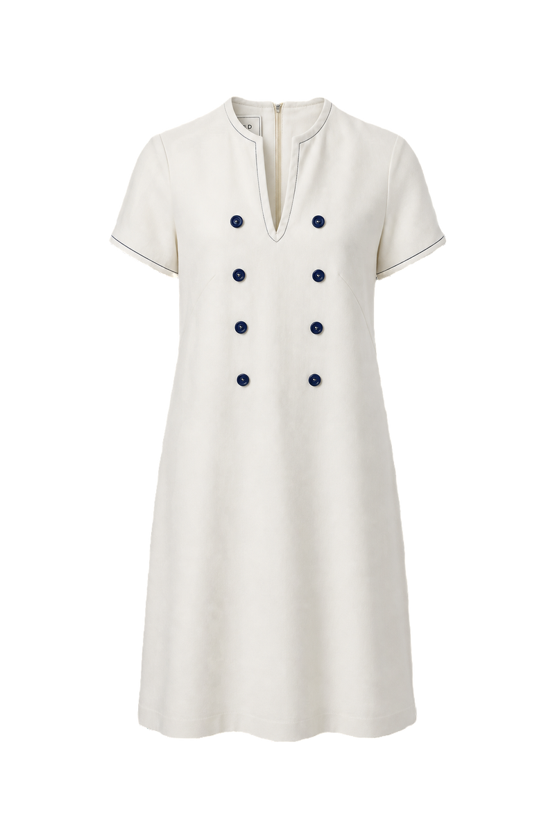 1990s White Polyester Dress - Front View