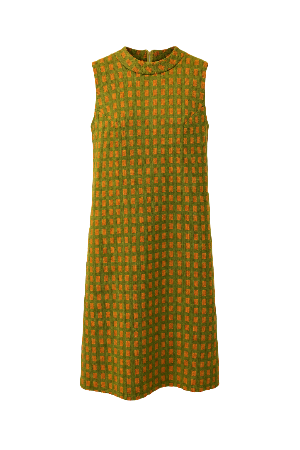 1960s Green Wool Blend Shift Dress - Front View