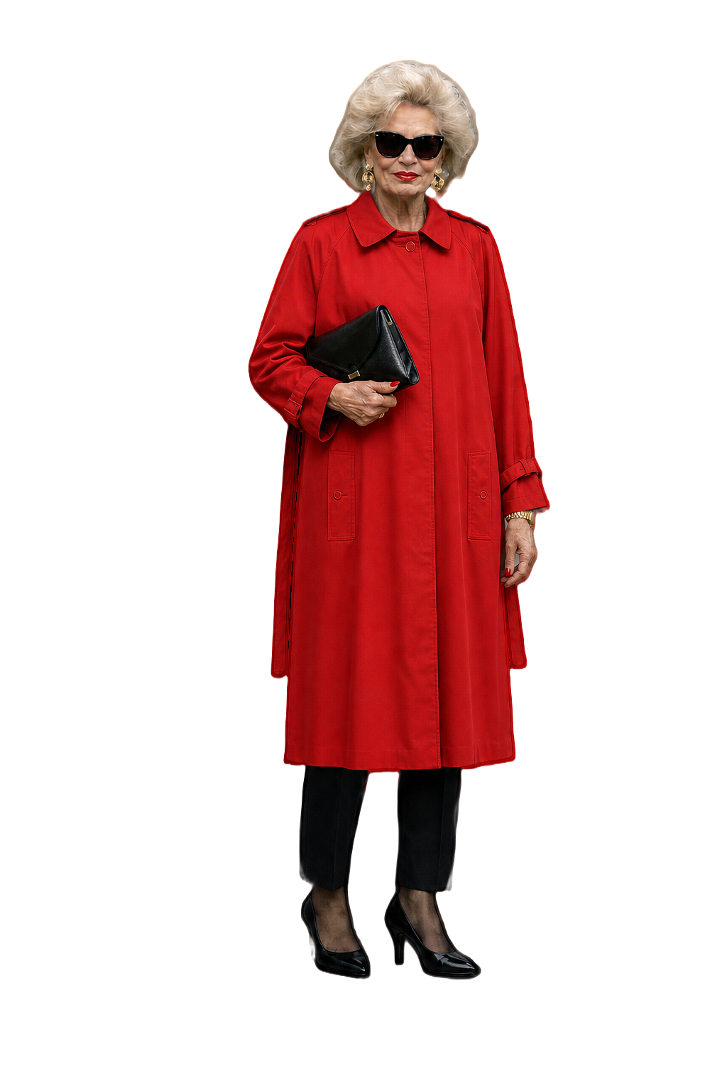 1980s Red Cotton Blend Trench Coat - Model