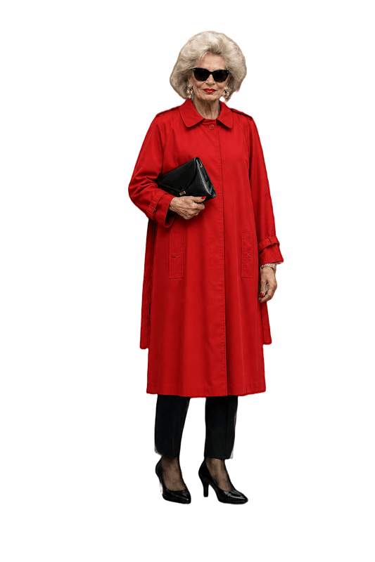 1980s Red Cotton Blend Trench Coat - Model