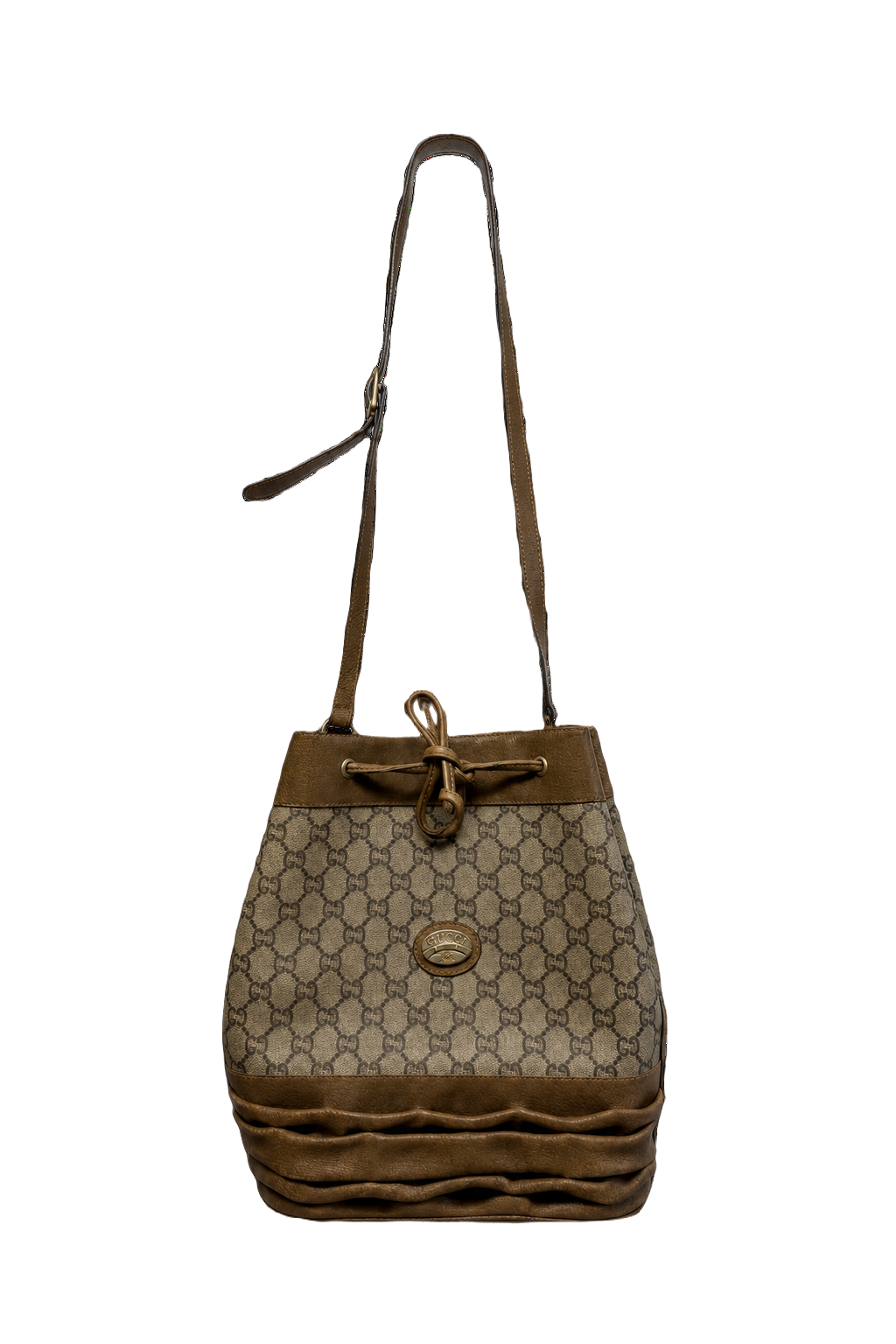 Unknown Brown Canvas and Leather Bag - Front View