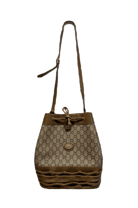Unknown Brown Canvas and Leather Bag - Front View