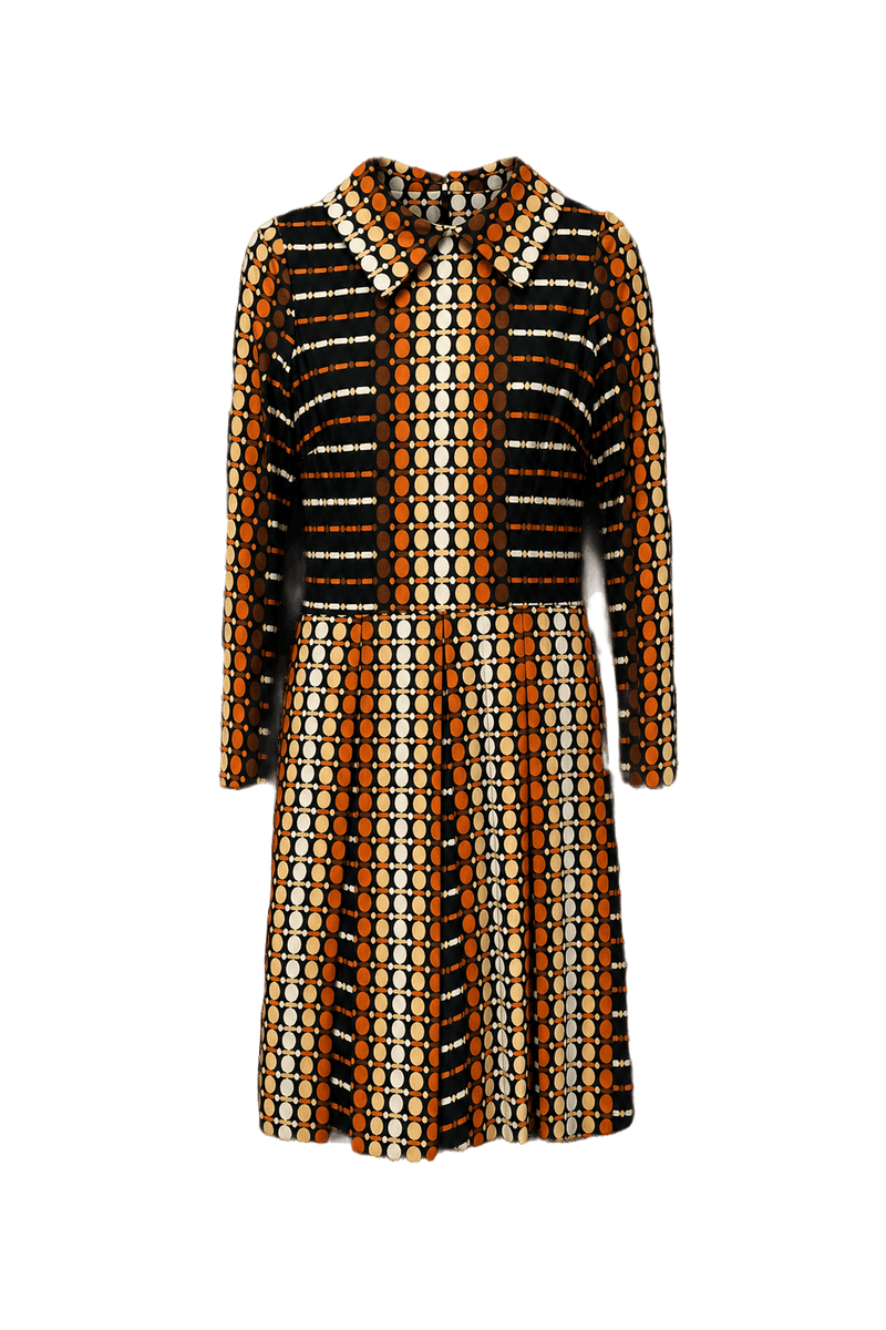 1970s Orange Polyester Dress - Front View