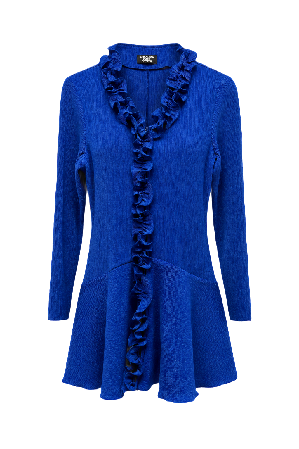 1990s Deep Royal Blue Polyester Dress - Front View