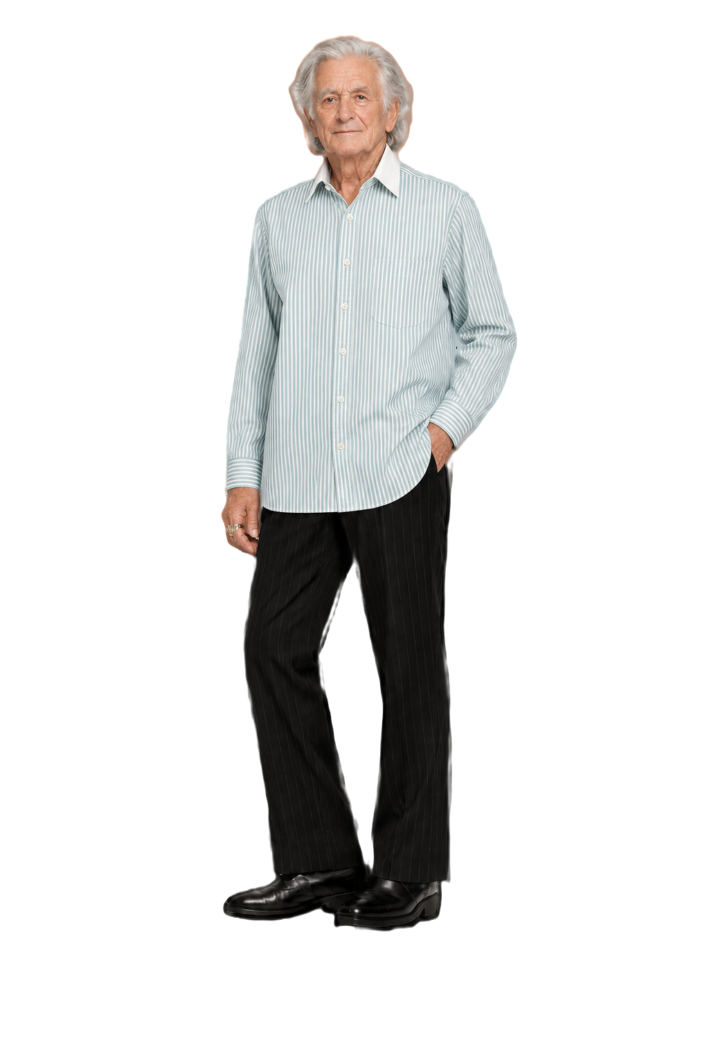 1970s Light Blue Cotton Shirt - Model