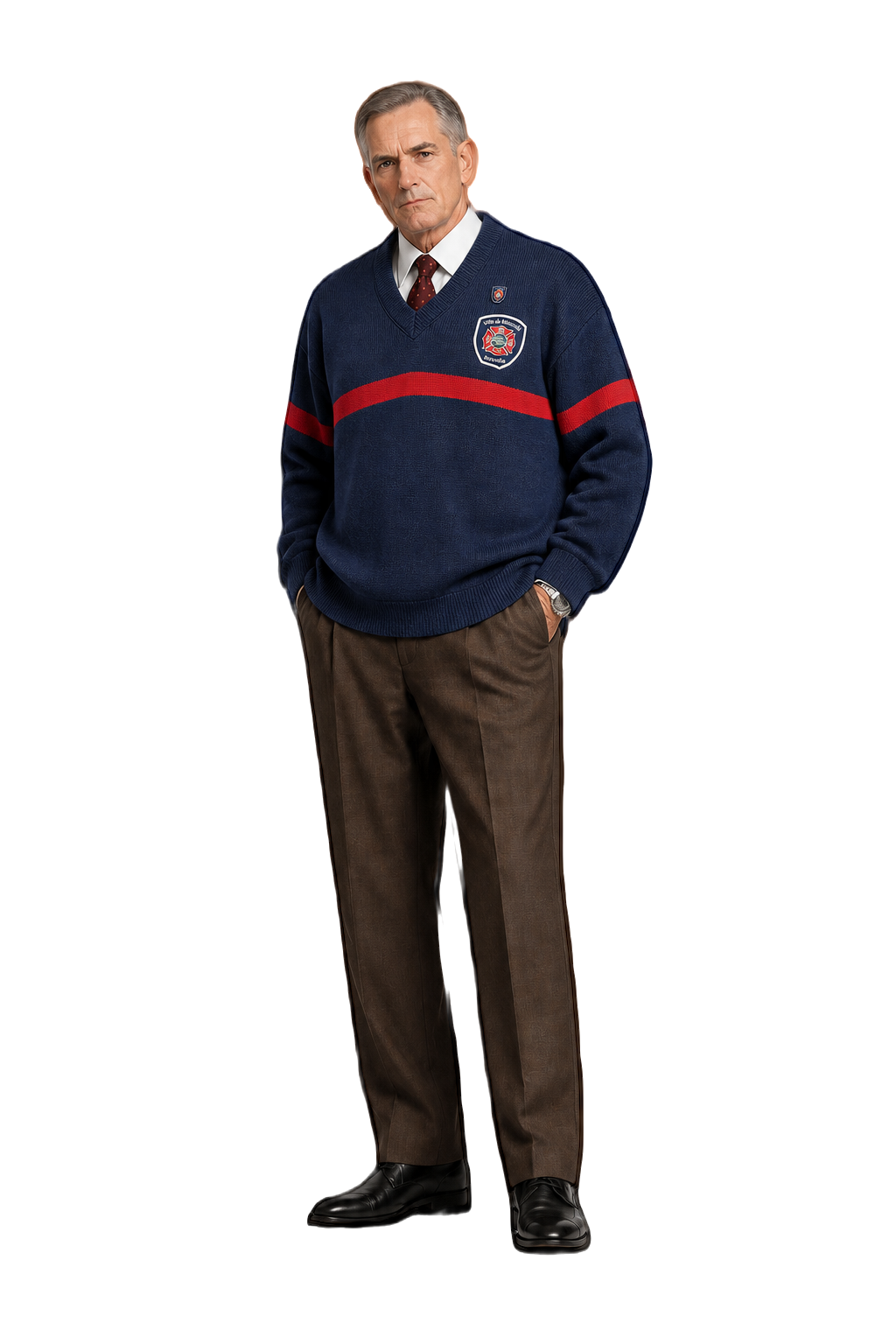 1990s Navy Blue Cotton Blend Sweater - Model