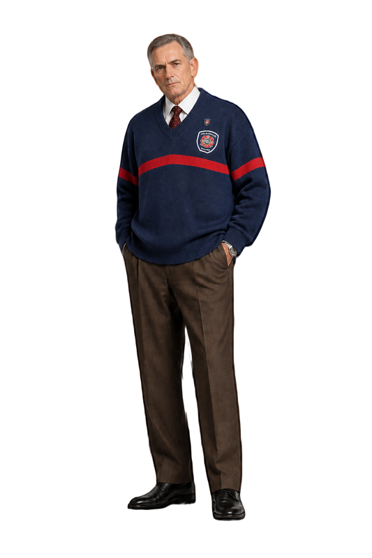 1990s Navy Blue Cotton Blend Sweater - Model
