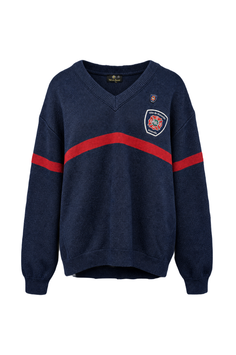 1990s Navy Blue Cotton Blend Sweater - Front View
