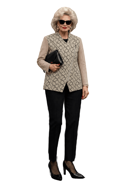 1980s Beige Cotton Blend Jacket - Model