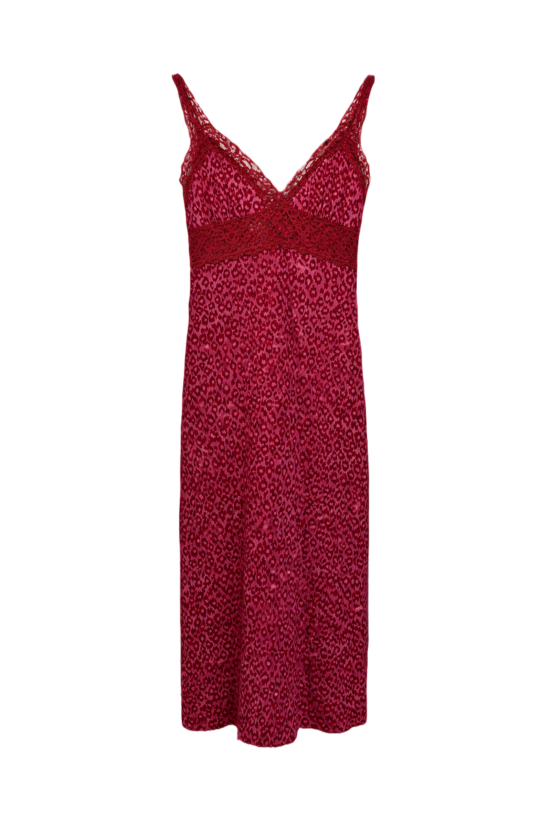 1990s Deep Pink Cotton Blend Slip Dress - Front View