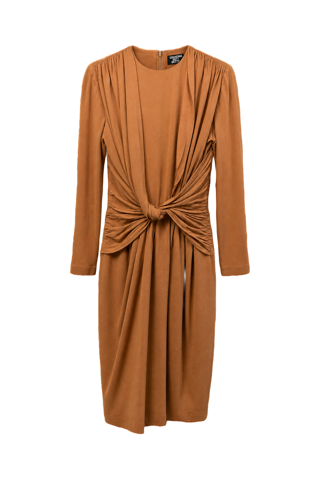 1980s Rust Orange Polyester Dress - Front View