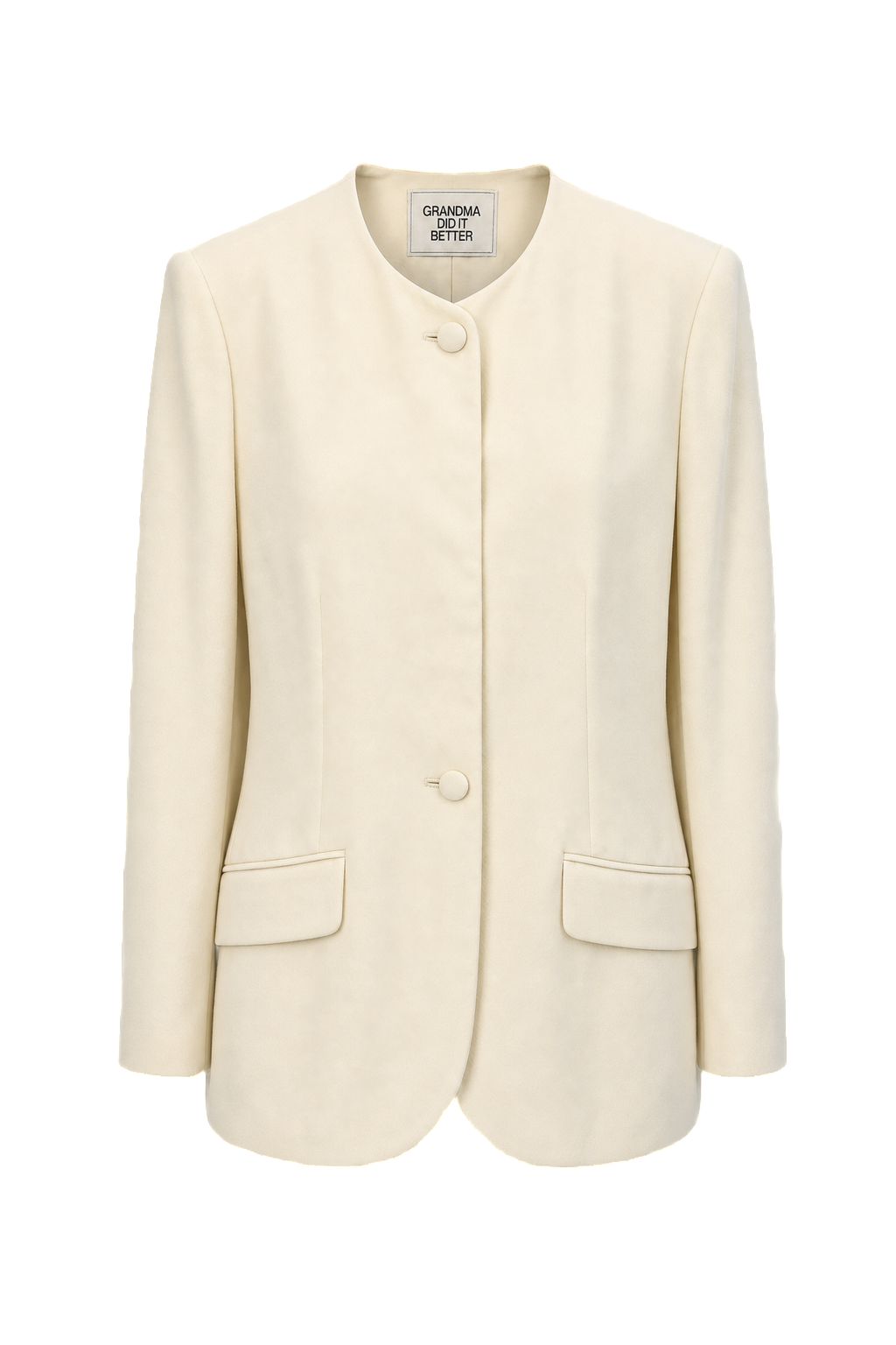 1980s Cream Polyester Blazer - Front View