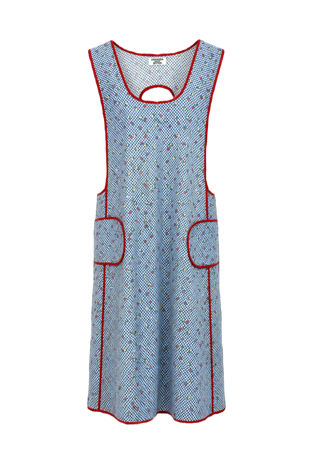 1950s Blue Cotton Pinafore Dress - Front View