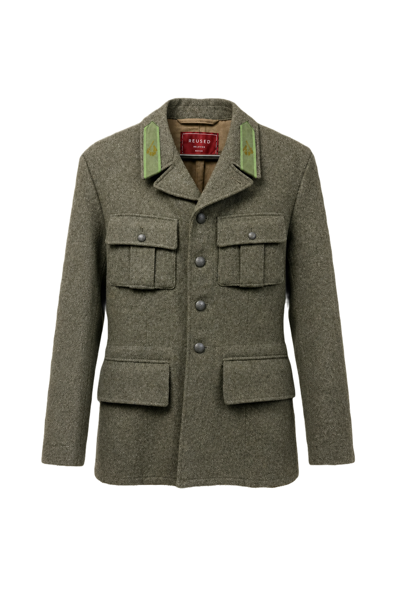 1930s Olive Green Wool Jacket - Front View