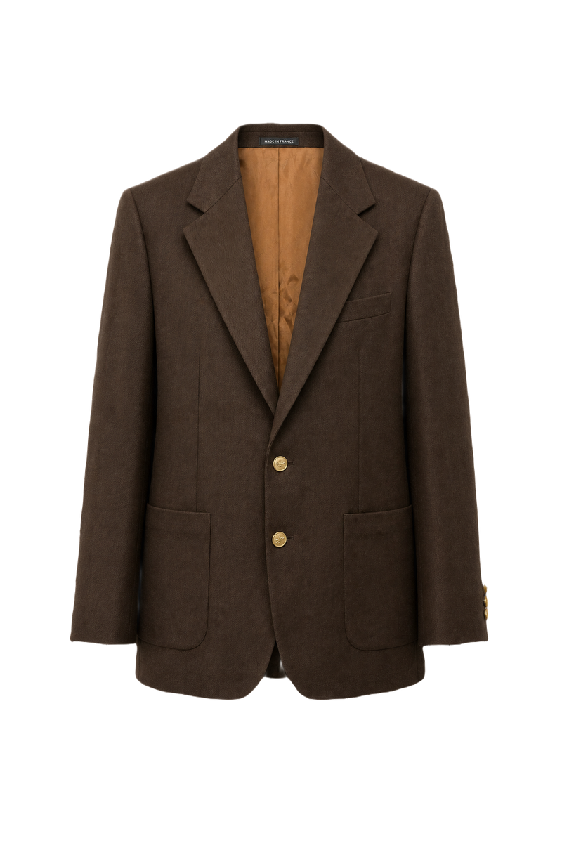 1970s Dark Brown Wool Blazer - Front View