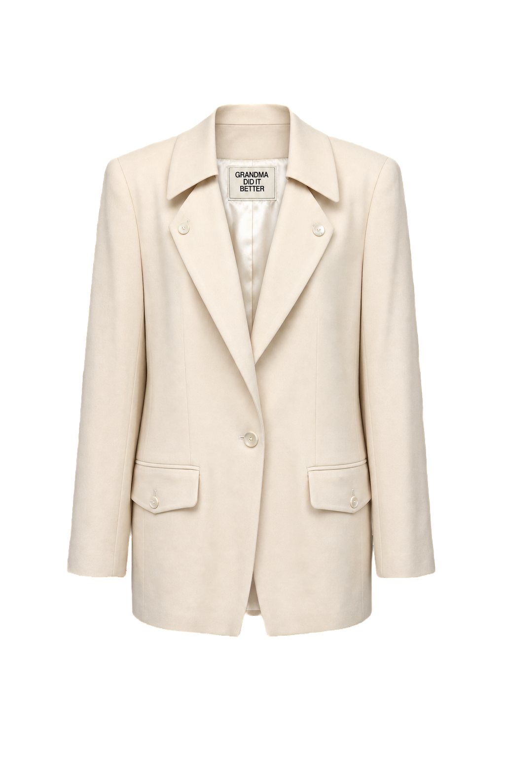1980s Cream Wool Blend Blazer - Front View