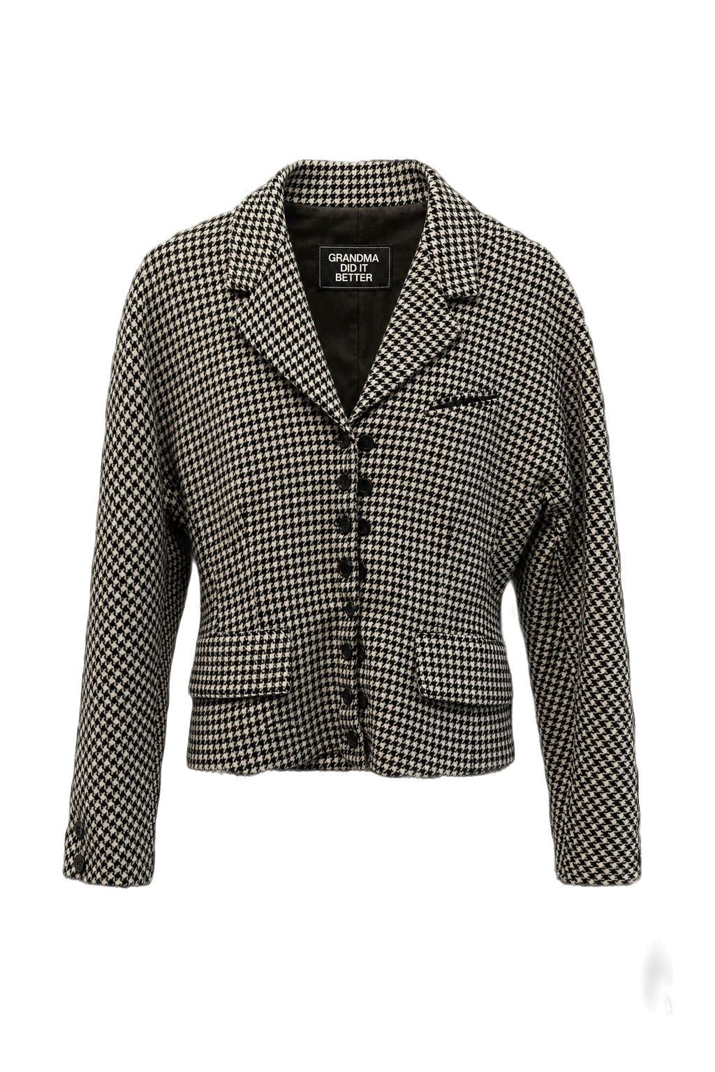 1990s Black and White Wool Blend Jacket - Front View