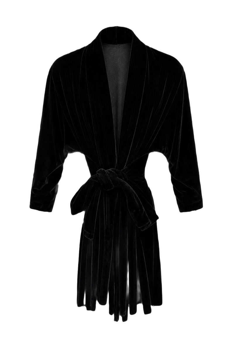 1930s Black Velvet Dress - Front View