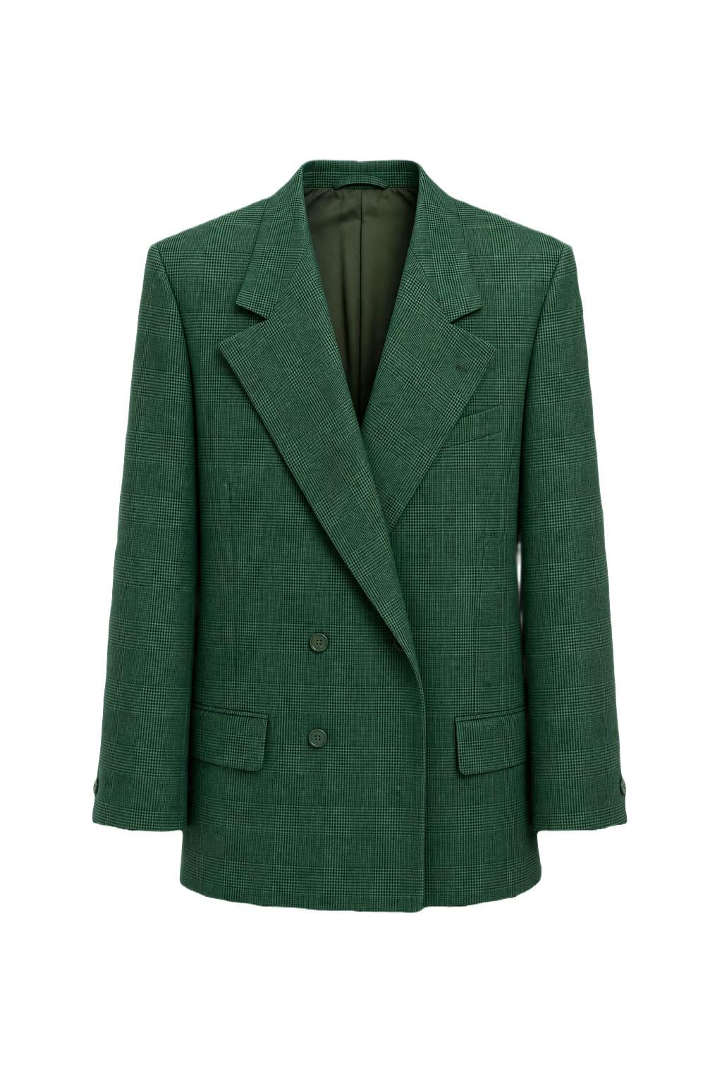 1970s Green Wool Blend Blazer - Front View