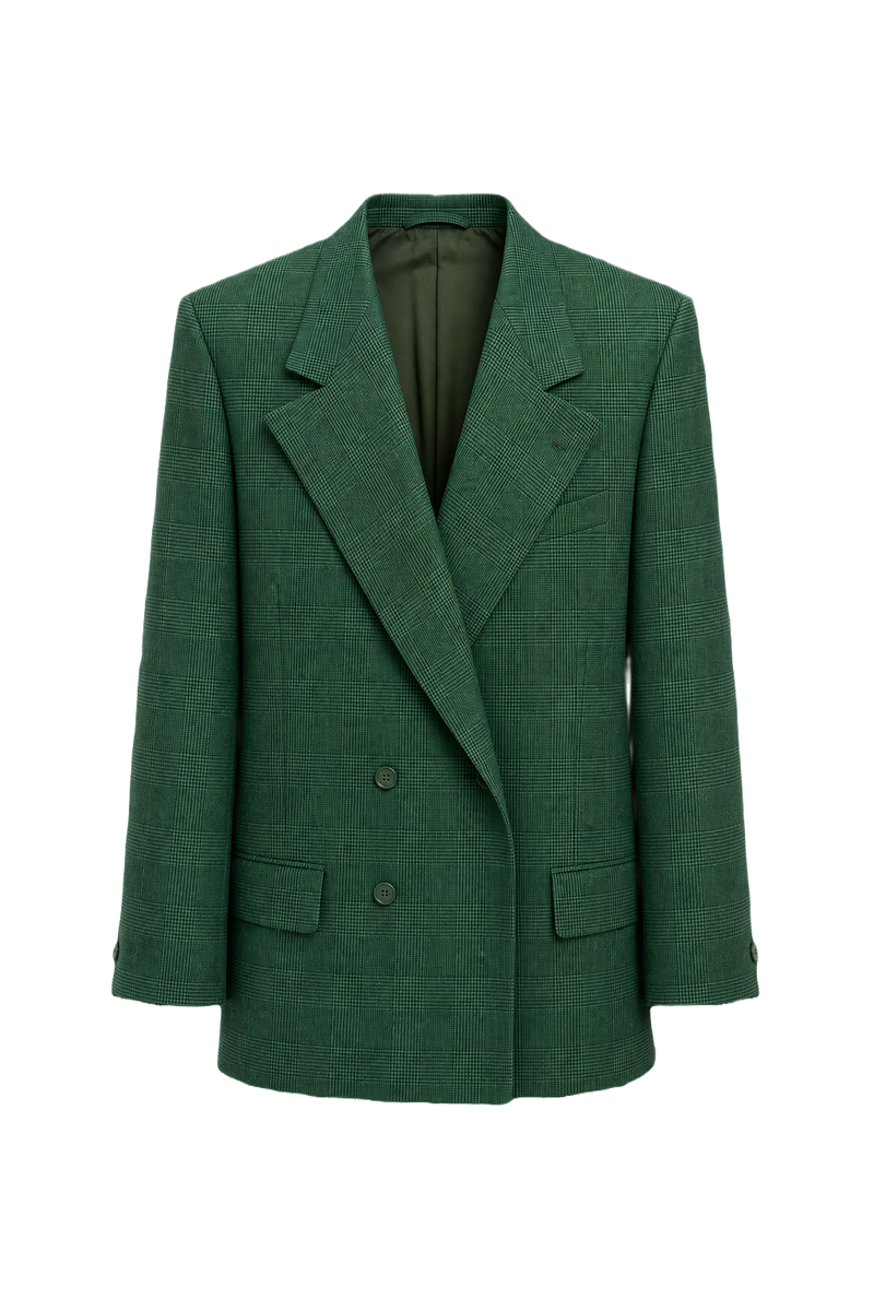 1970s Green Wool Blend Blazer - Front View