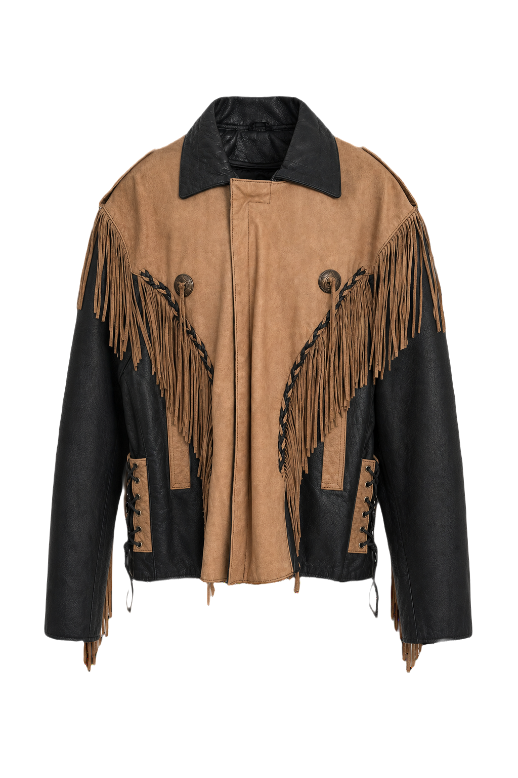 1970s Beige Suede and Leather Jacket - Front View