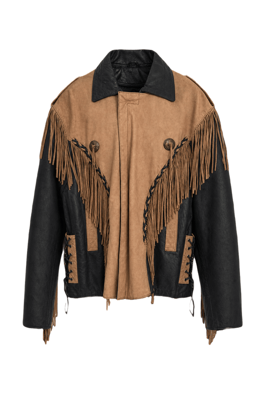 1970s Beige Suede and Leather Jacket - Front View