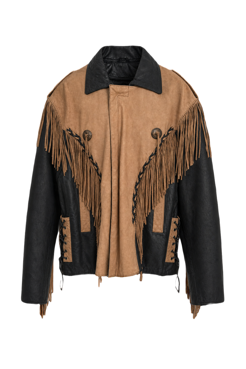 1970s Beige Suede and Leather Jacket - Front View