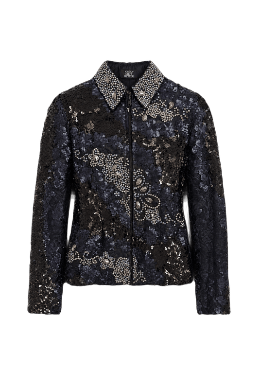 1980s Black Polyester Jacket - Front View