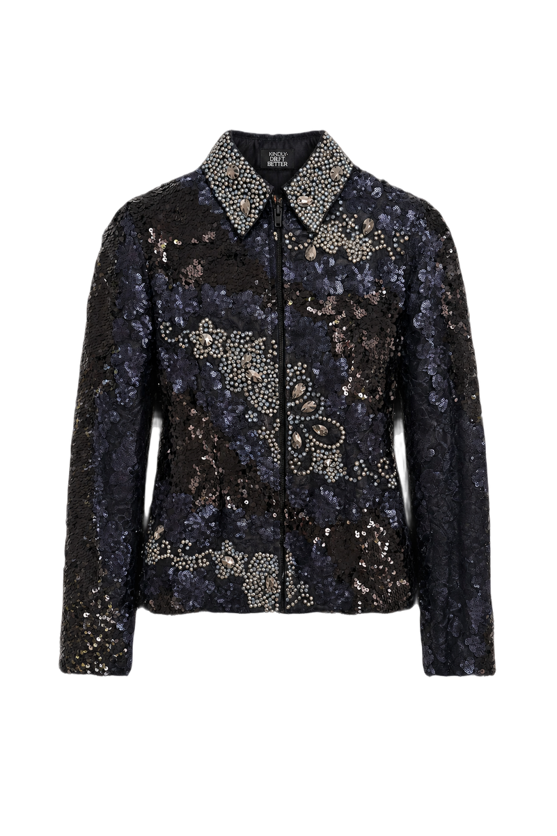 1980s Black Polyester Jacket - Front View
