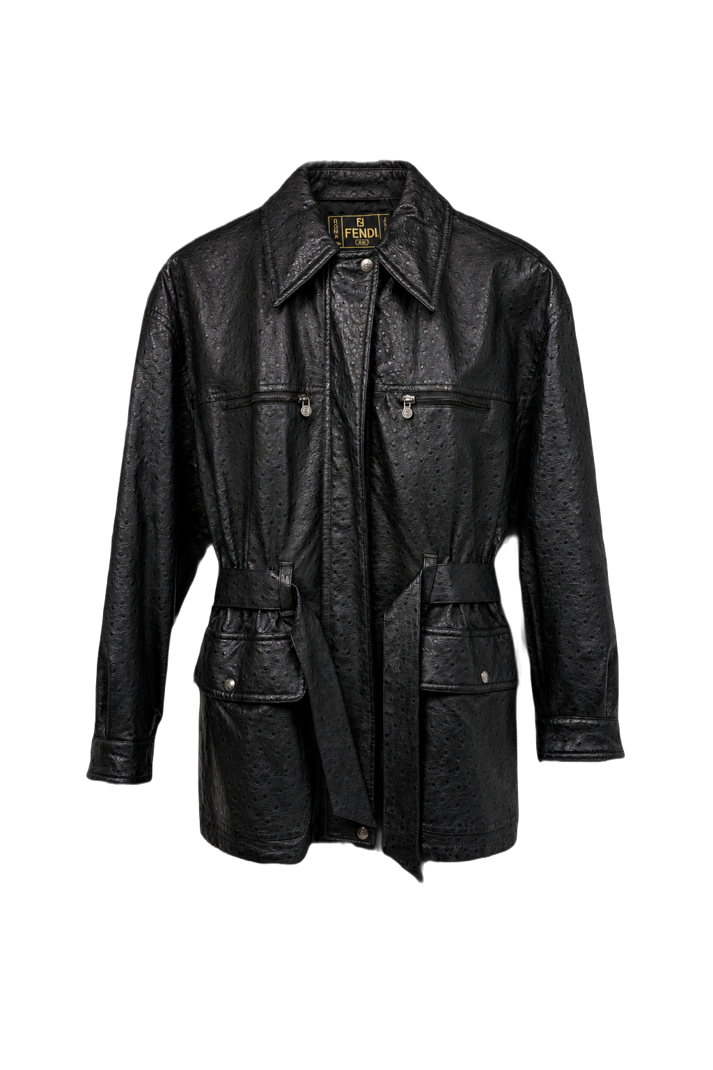 1990s Black Leather Jacket - Front View