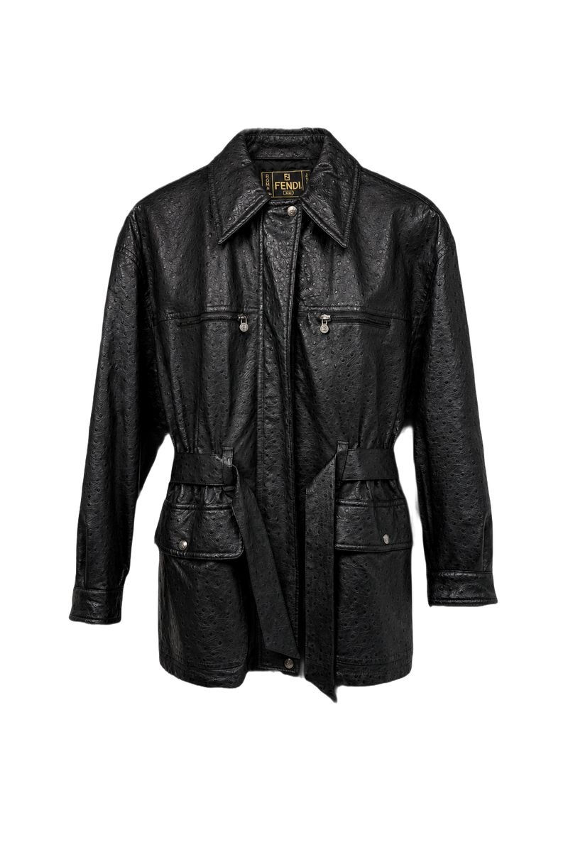 1990s Black Leather Jacket - Front View