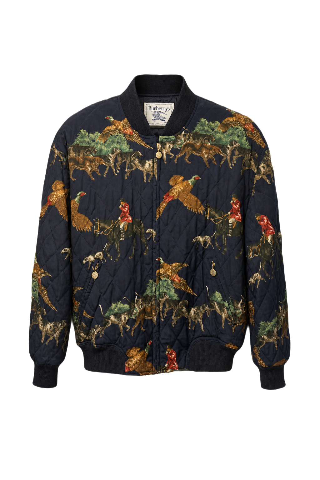 1980s Navy Blue Synthetic Blend Jacket - Front View