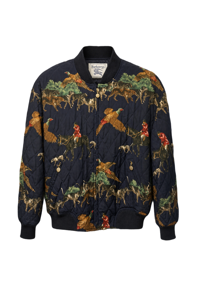 1980s Navy Blue Synthetic Blend Jacket - Front View