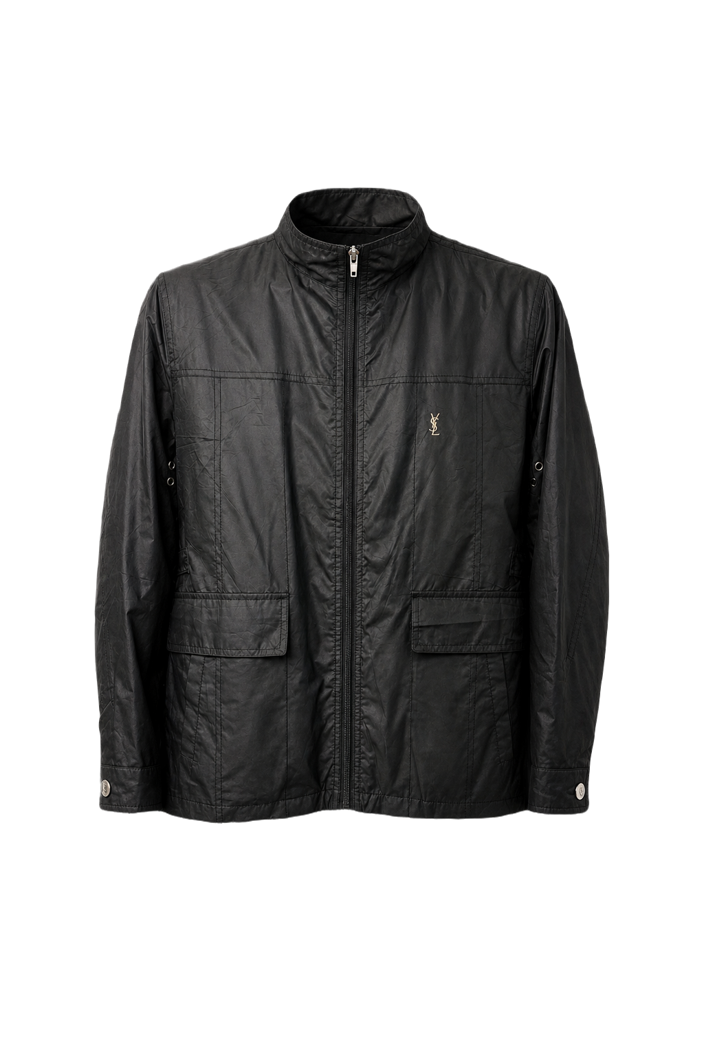 1980s Black Synthetic Jacket - Front View