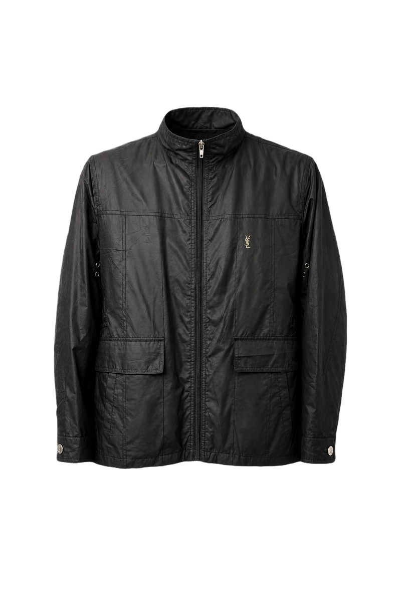 1980s Black Synthetic Jacket - Front View