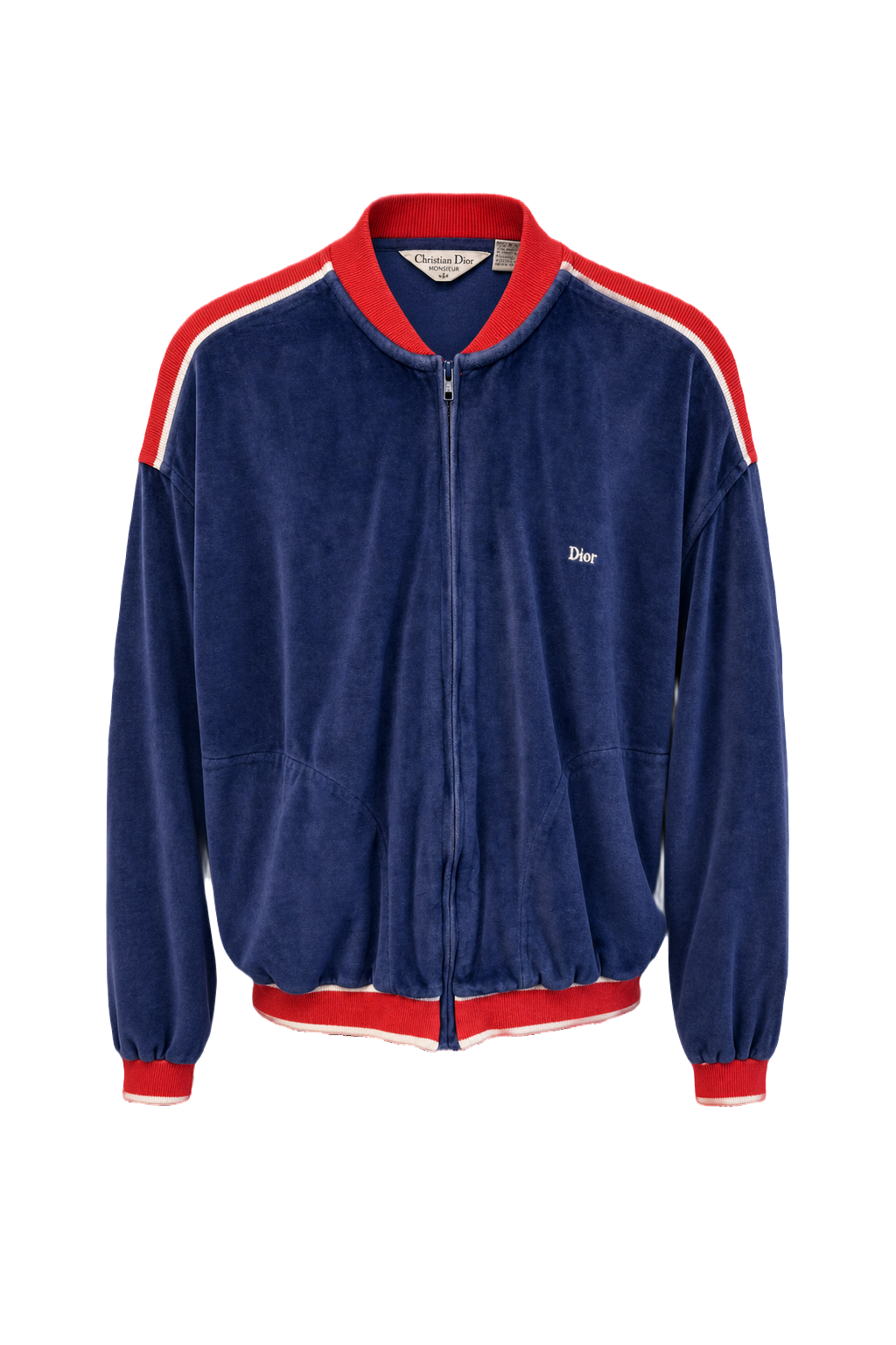 1970s Navy Blue Velour Jacket - Front View