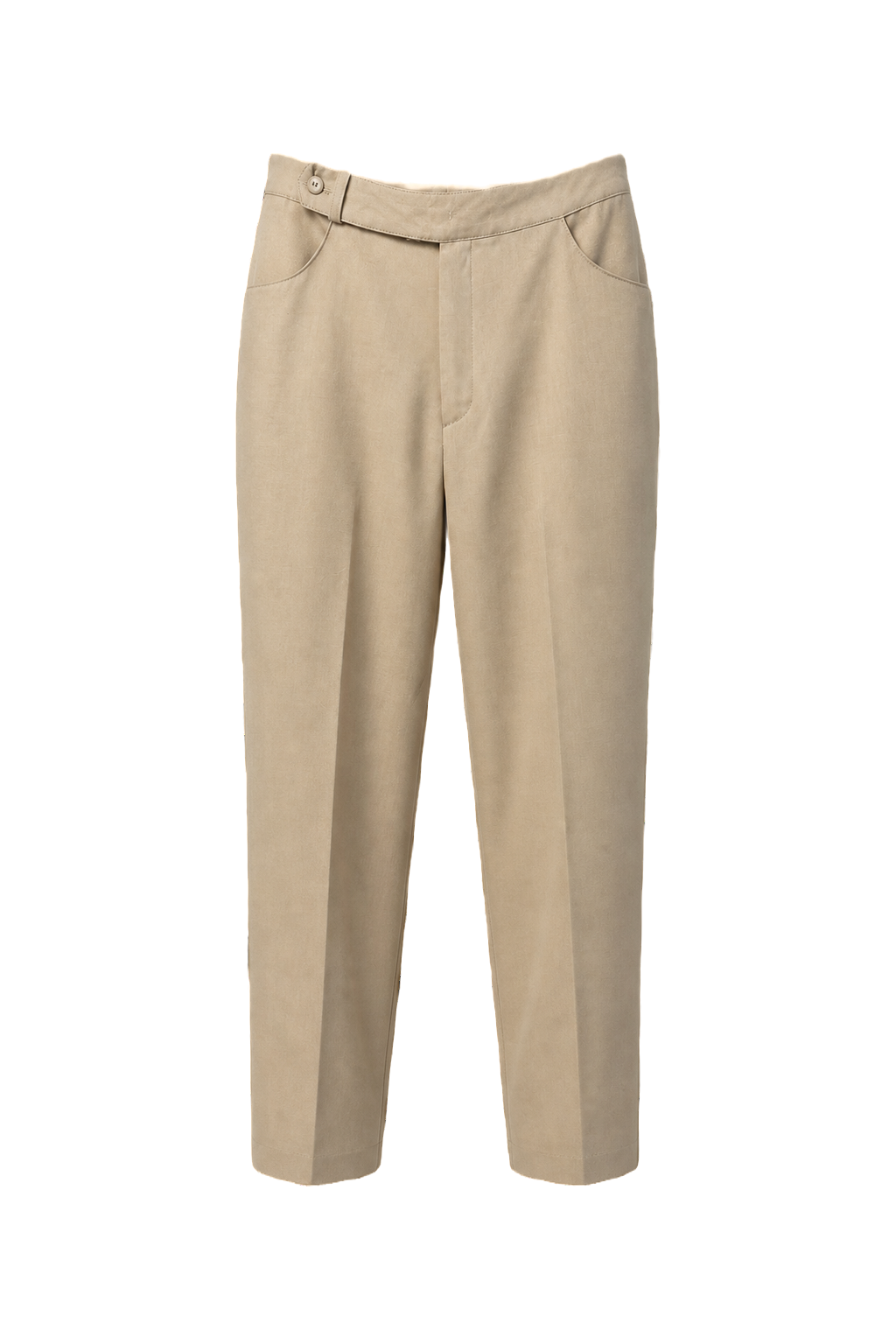 1980s Beige Cotton Blend Trousers - Front View
