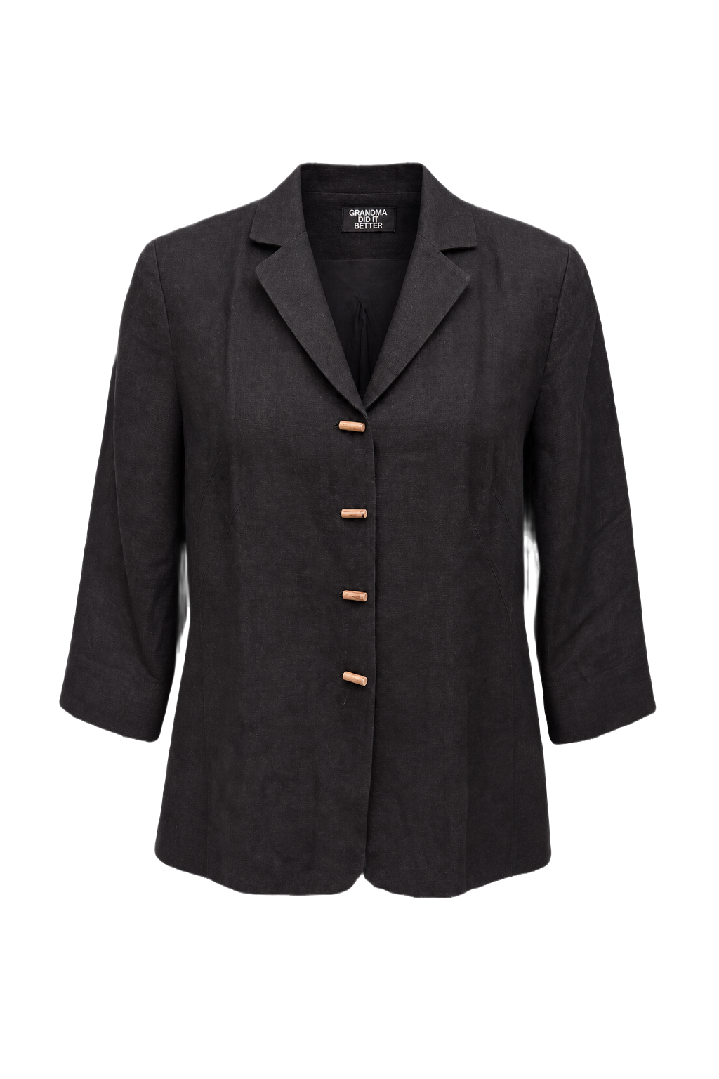 1960s Black Wool Blend Blazer - Front View