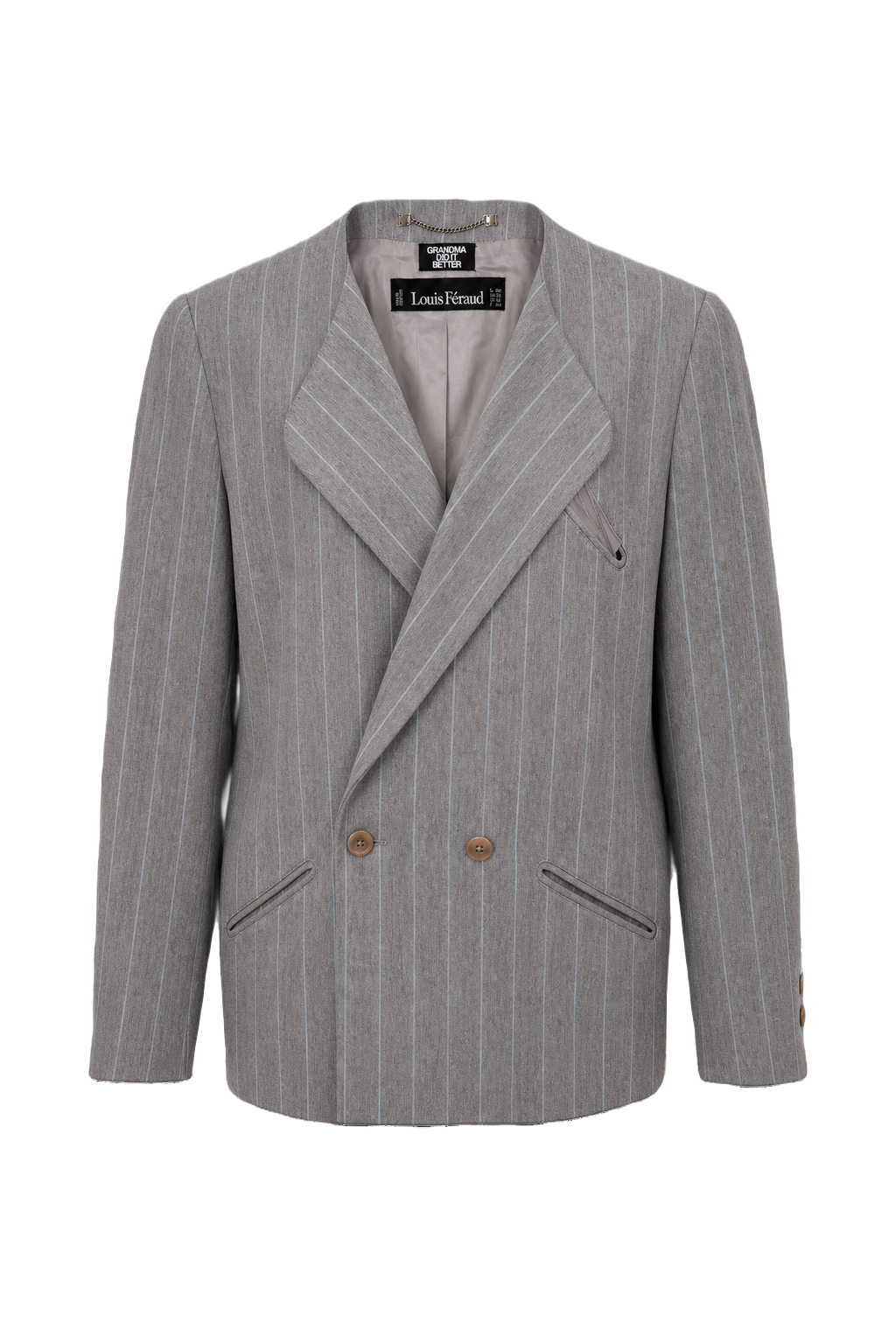 1990s Gray Wool Blend Blazer - Front View