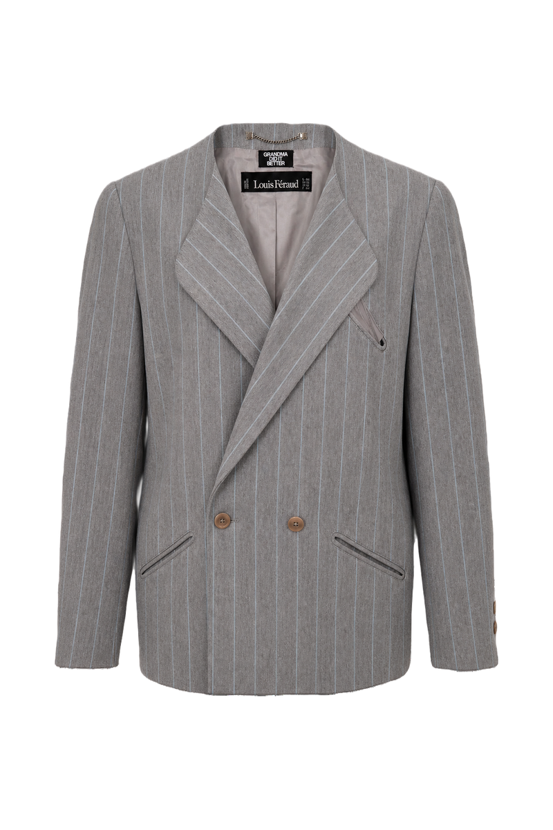 1990s Gray Wool Blend Blazer - Front View