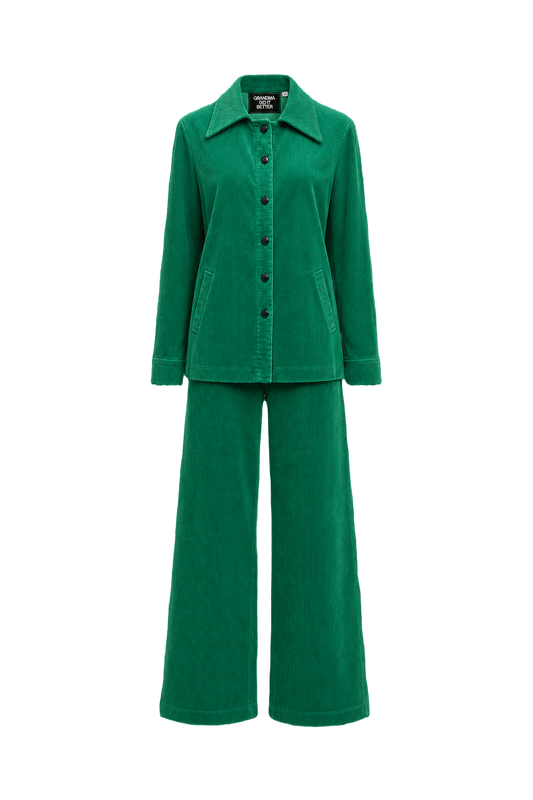 1970s Green Corduroy Ensemble - Front View