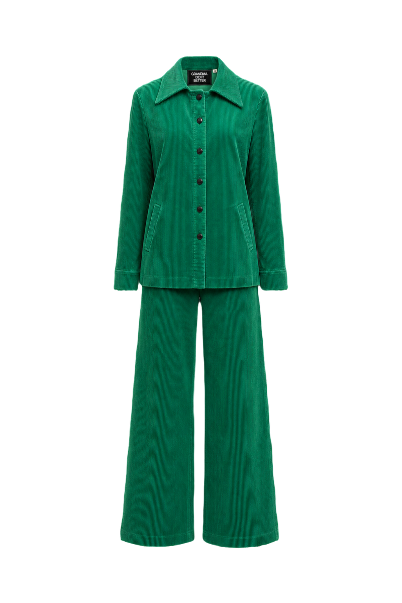 1970s Green Corduroy Ensemble - Front View