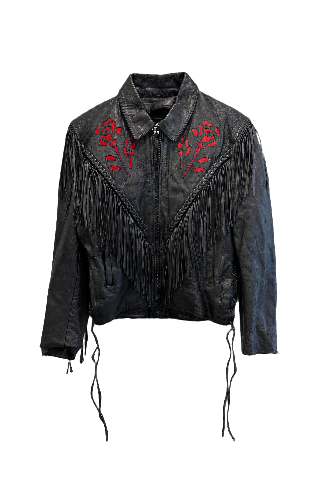 1990s Black Leather Jacket - Front View