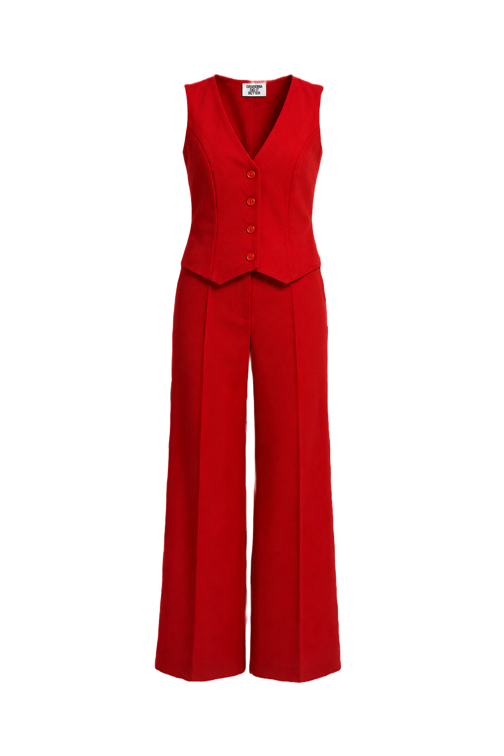 1970s Red Polyester Blend Two-Piece Set - Front View